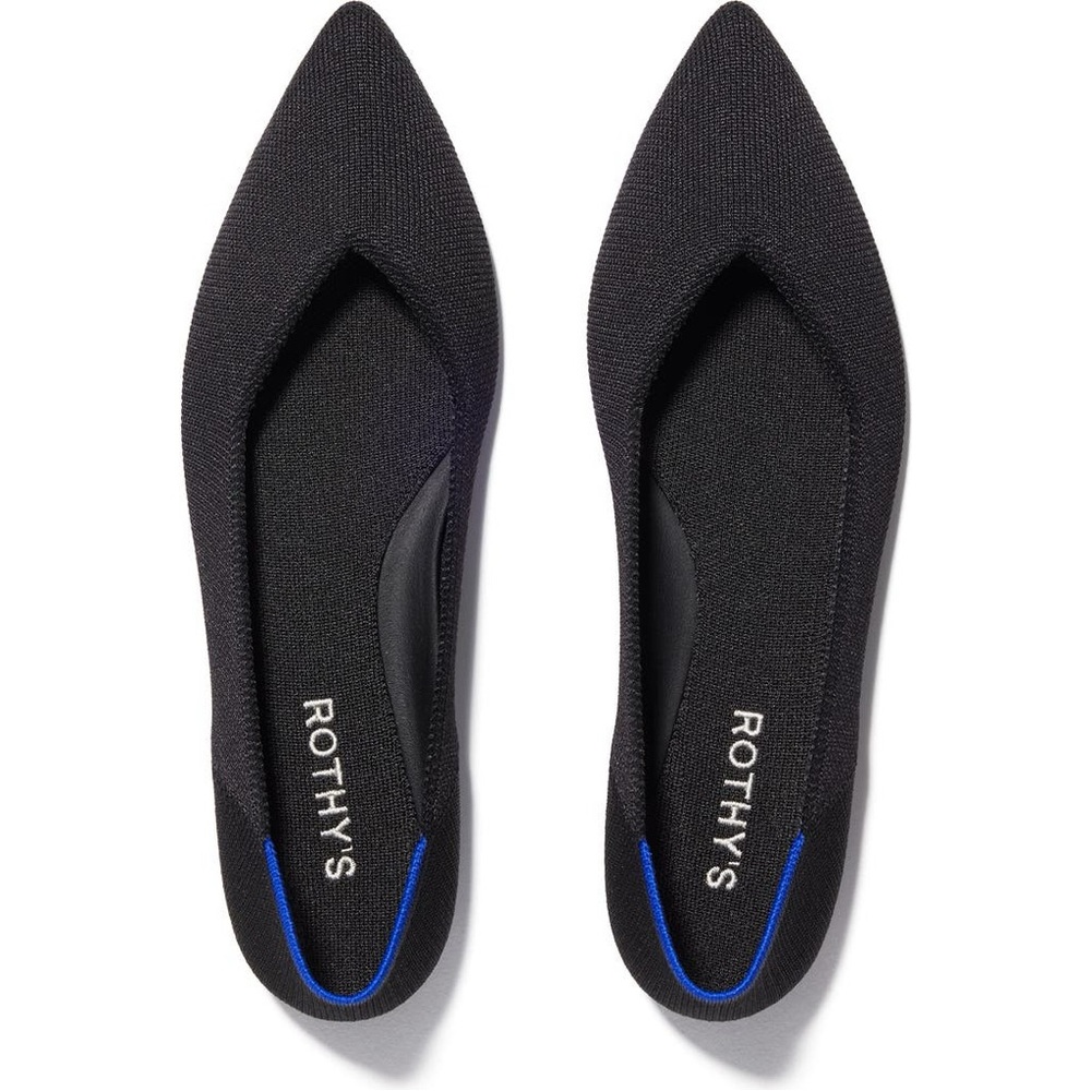 Rothy's Elegant Black Flats with Blue Highlights